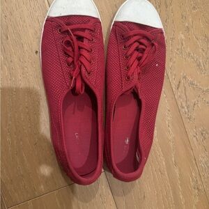 Lacoste Red and White Sneakers Classic Canvas Design